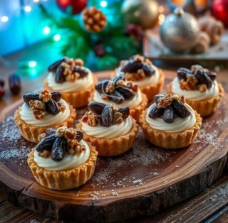 Weihnachtliche Tortelettes mit Datteln und Walnüss