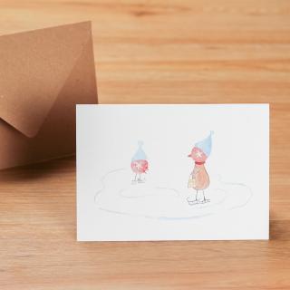 Weihnachtskarte Schlittschuh