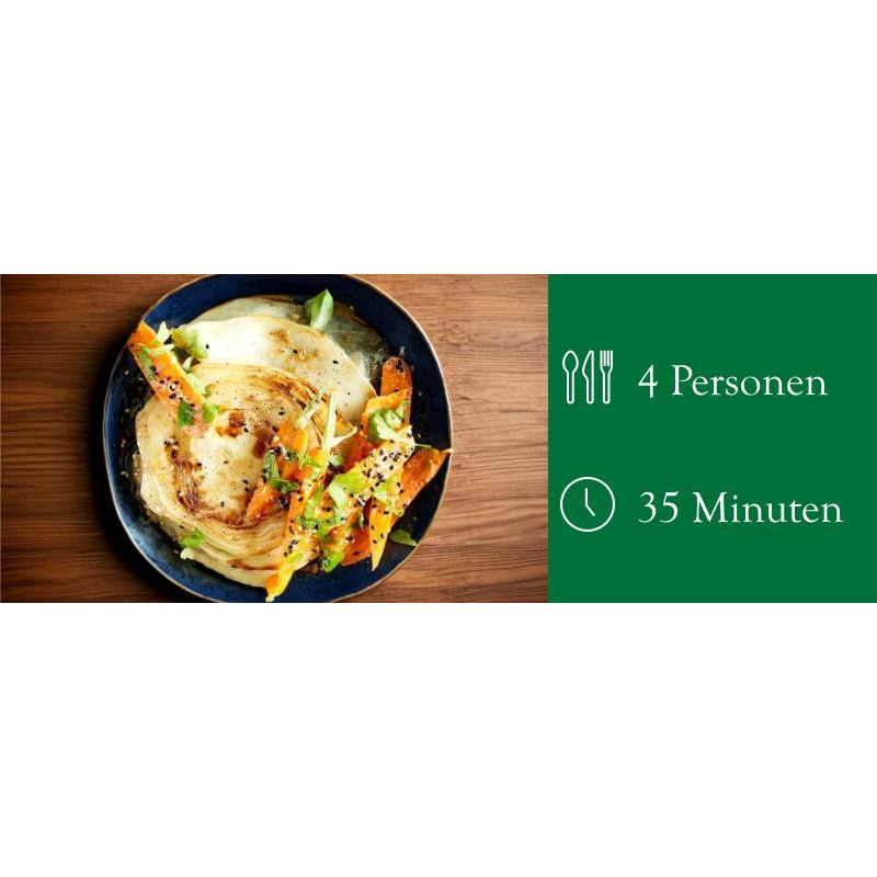 GEBRATENER WEISSKOHL MIT SESAM-MÖHREN