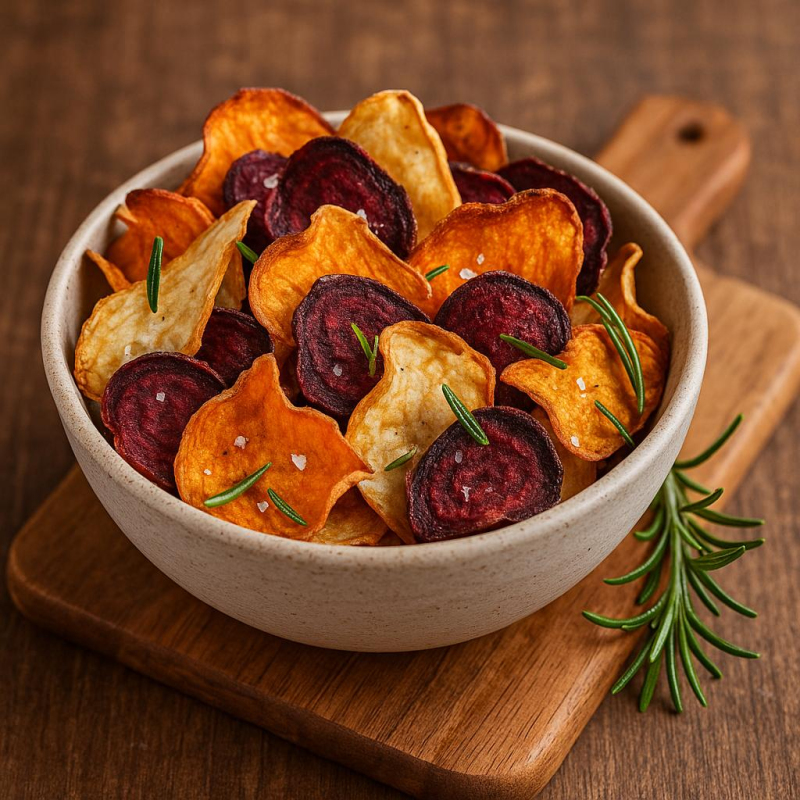 Gemüsechips aus Pastinake, Süßkartoffel & Roter Be