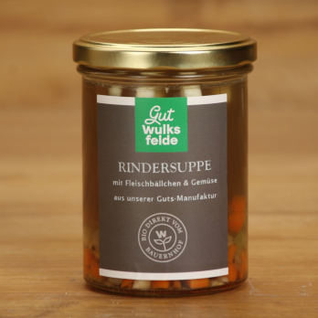Rindersuppe im Glas Wulksfelde